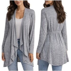 Phase Eight Open Front Cardigan Sweater Womens S Gray Drape Waterfall Minimalist